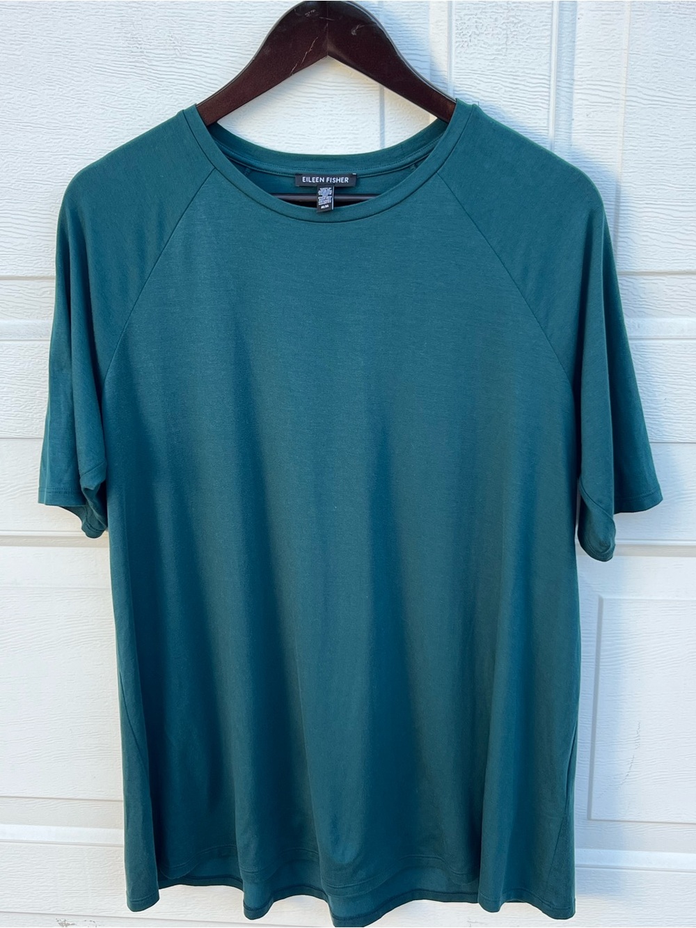 Women's EILEEN FISHER Teal Short-Sleeve tencel Crew Neck Tee M